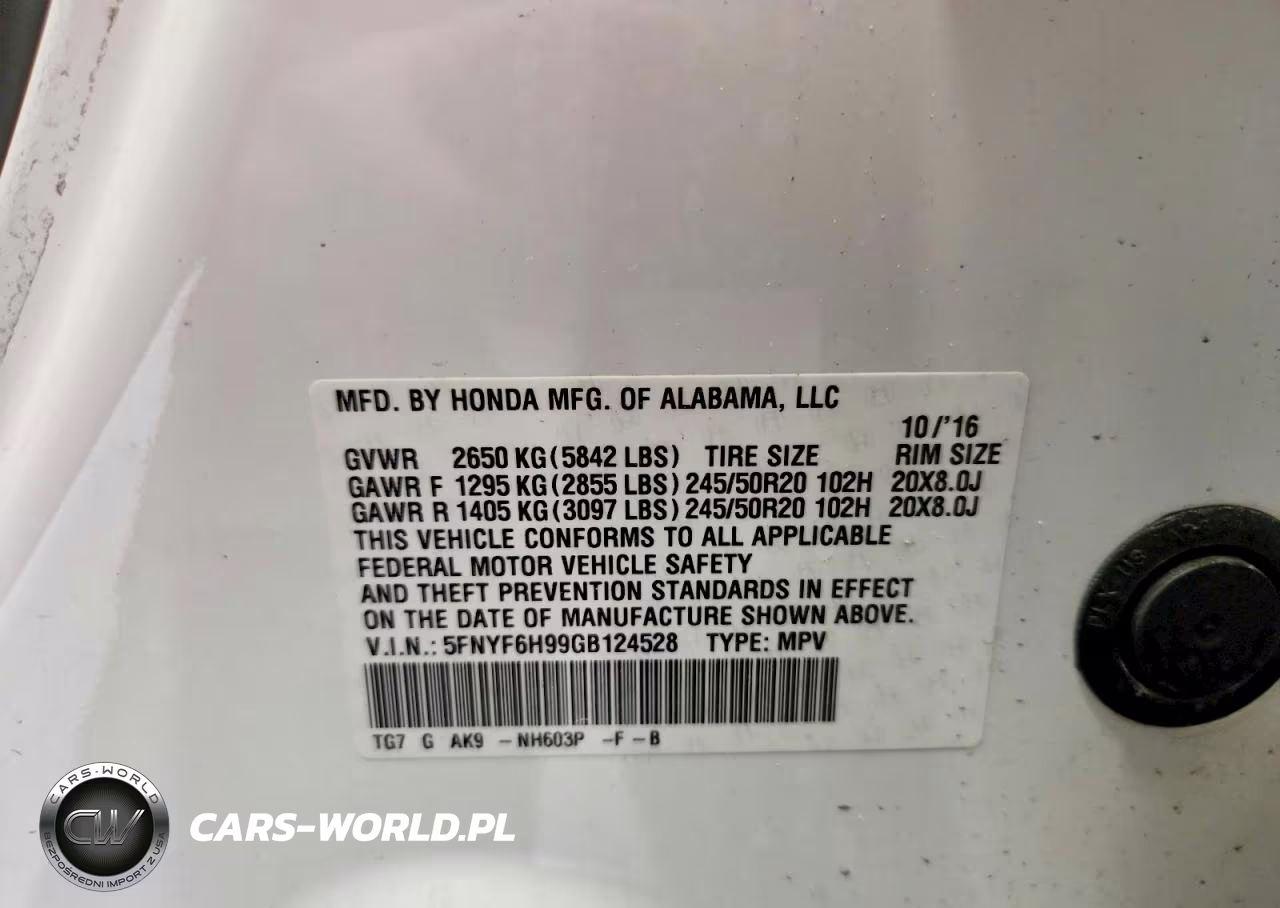 2016 Honda Pilot Touring VIN:5FNYF6H99GB124528 - 14