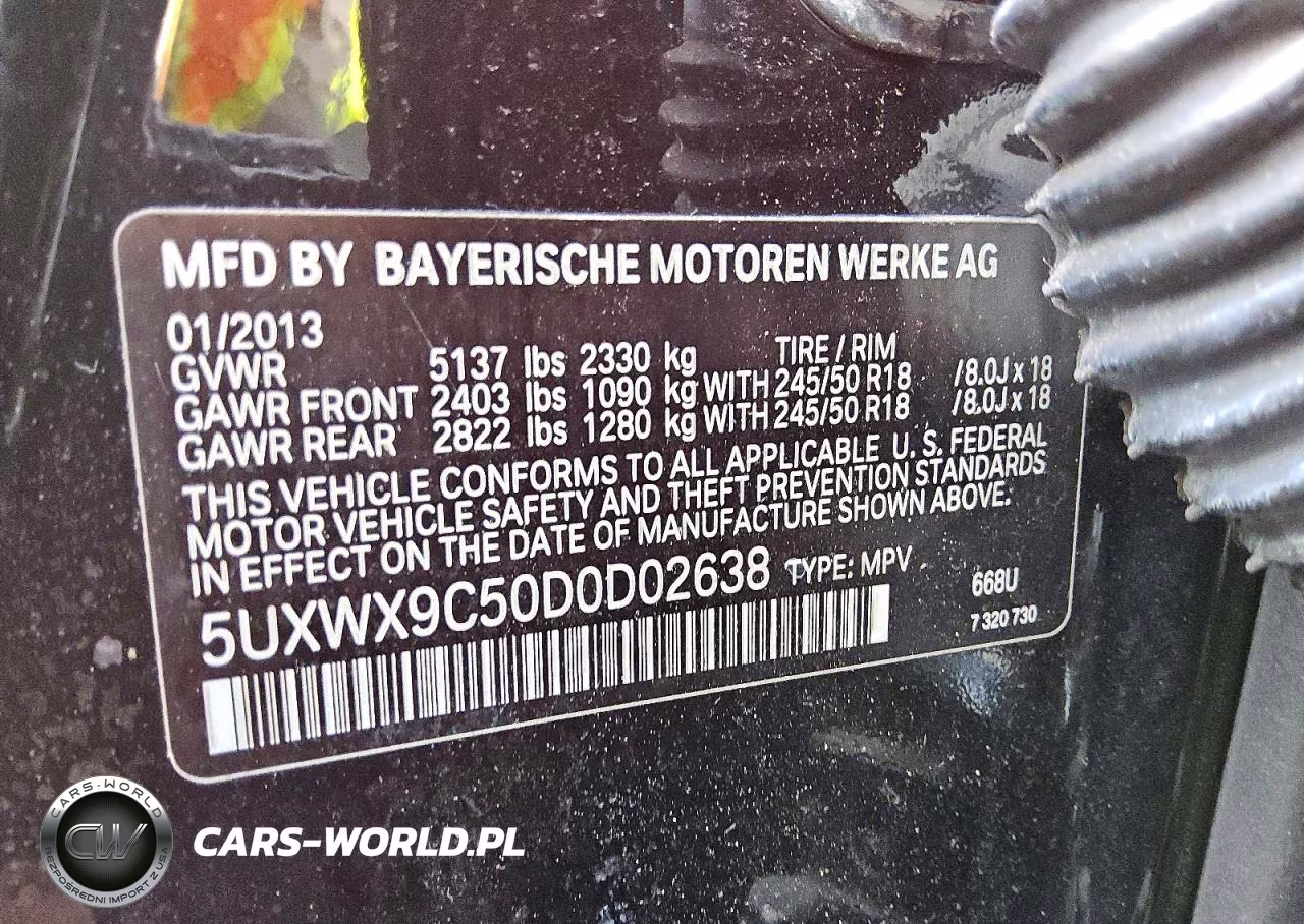 2013 BMW X3 xDrive28I VIN:5UXWX9C50D0D02638 - 12