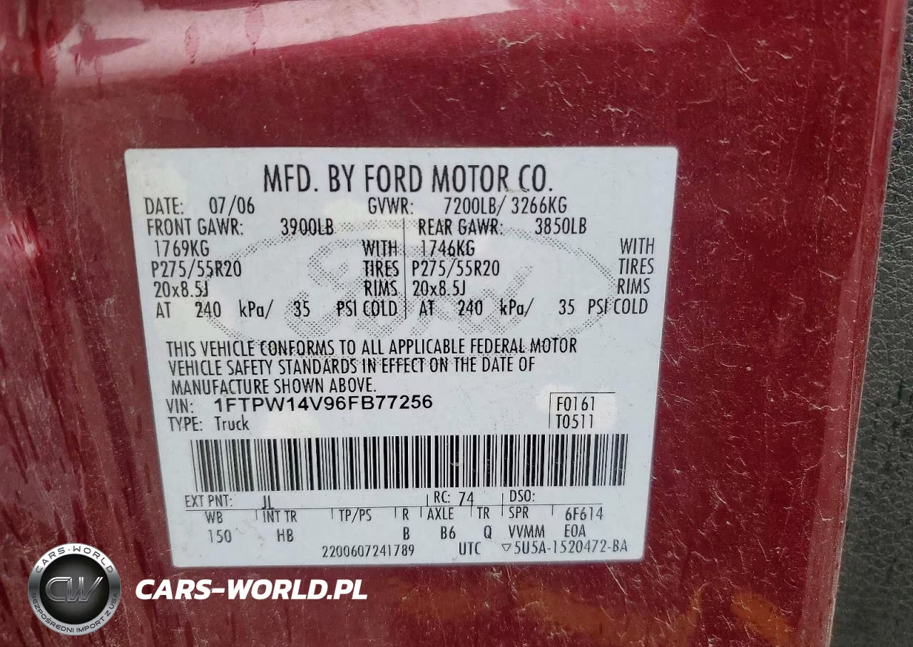 2006 Ford F150 Supercrew VIN:1FTPW14V96FB77256 - 12