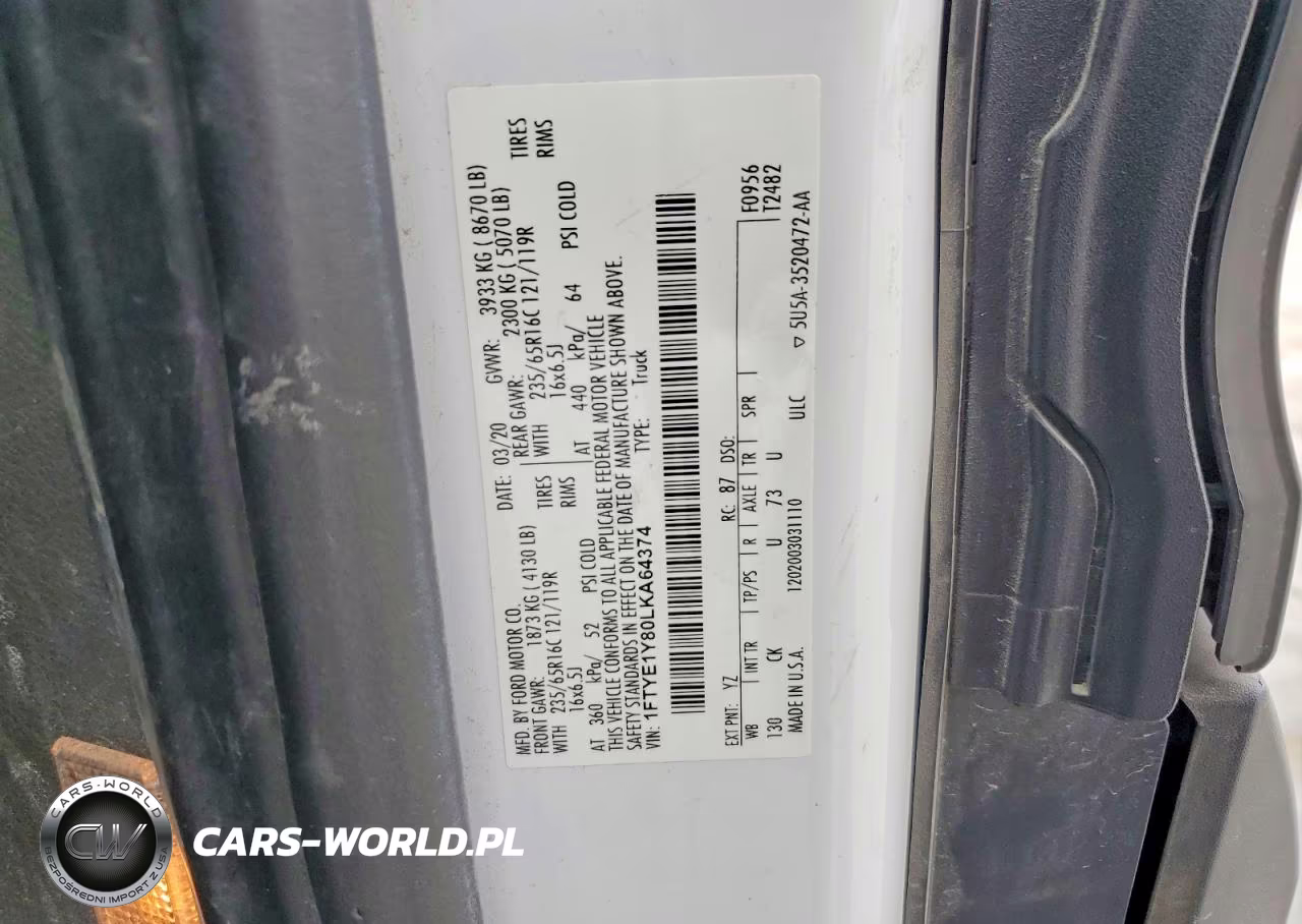 2020 Ford Transit 150 Utility - Service Van VIN:1FTYE1Y80LKA64374 - 13
