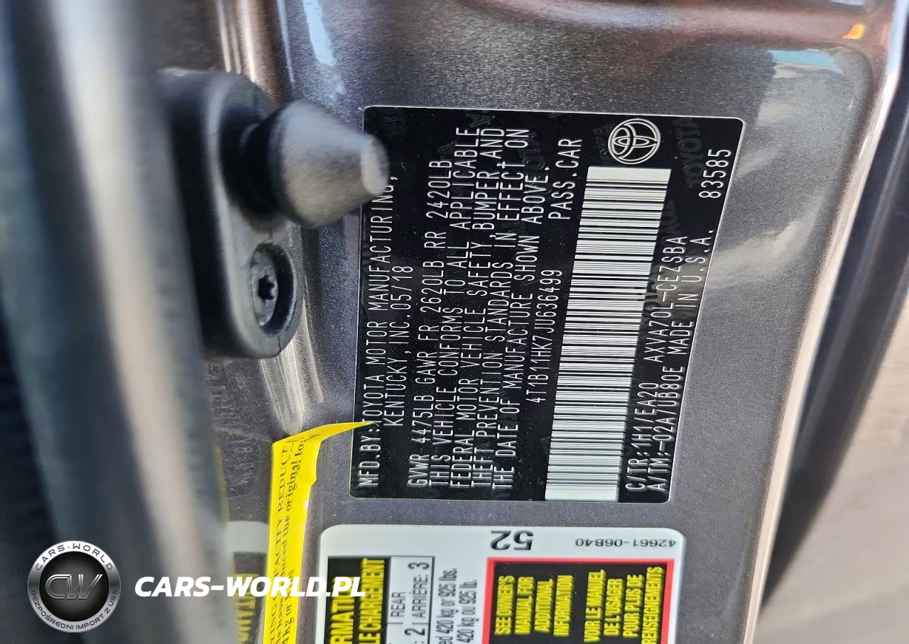 2018 Toyota Camry Se VIN:4T1B11HK7JU636499 - 12
