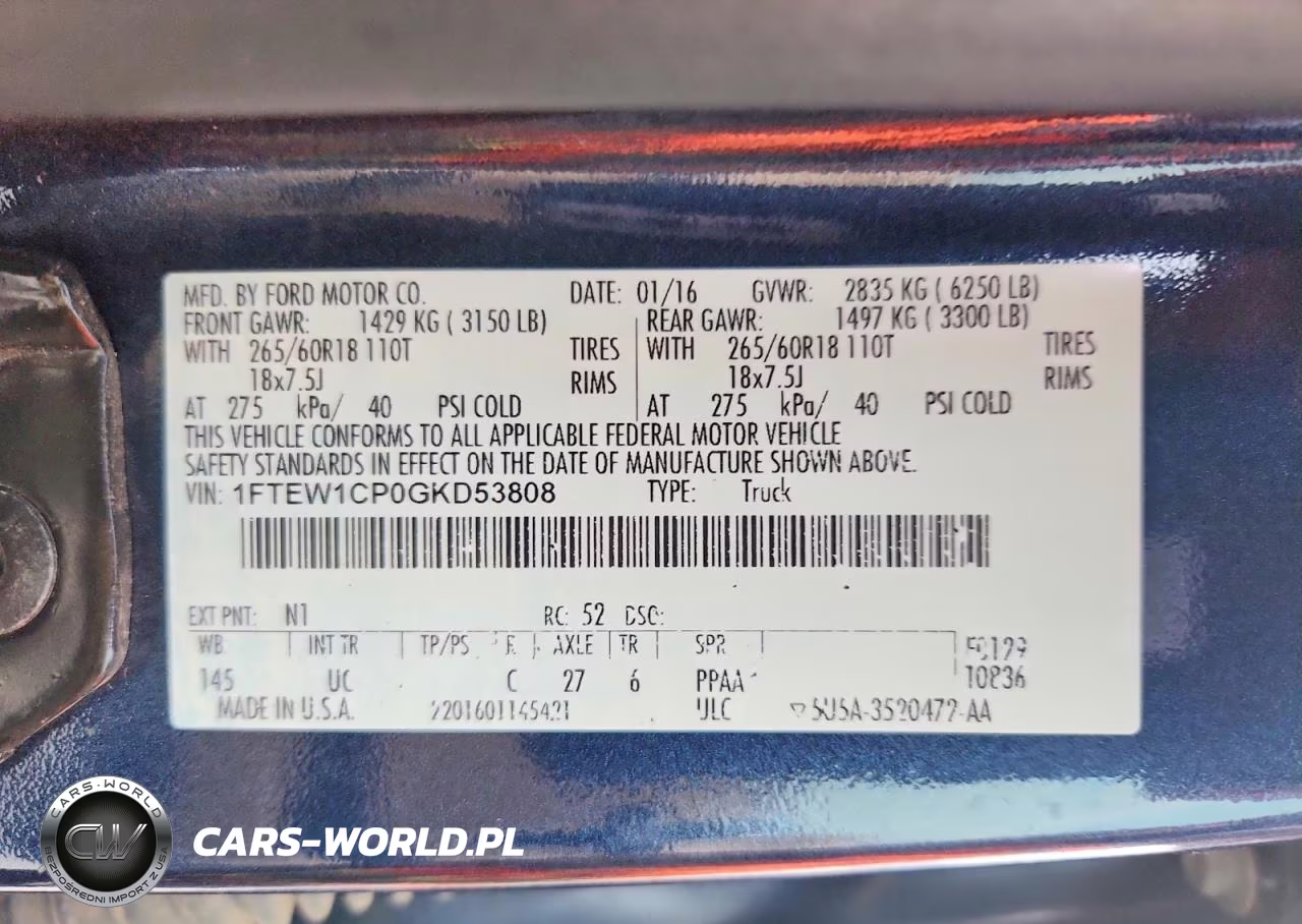 2016 Ford F150 Supercrew VIN:1FTEW1CP0GKD53808 - 12