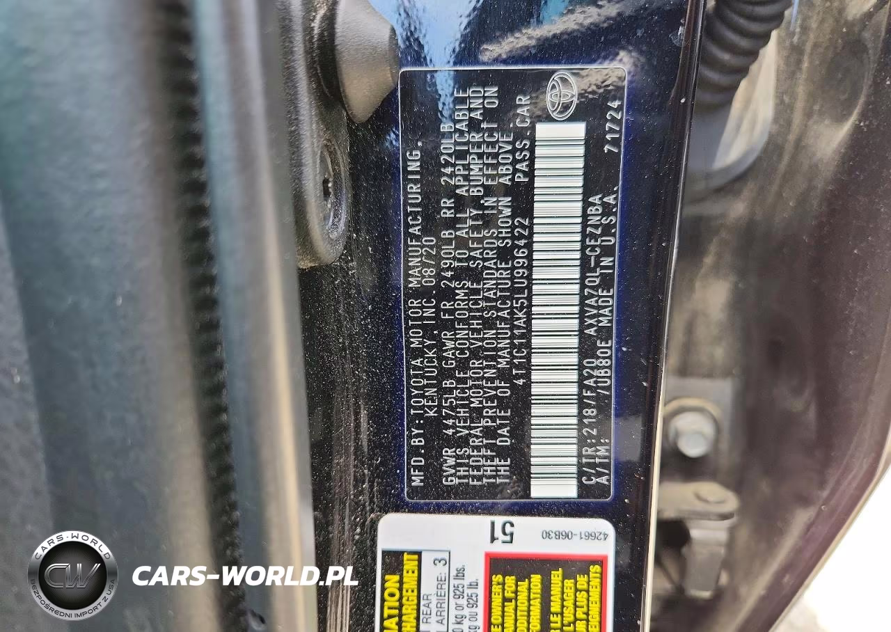 2020 Toyota Camry Le VIN:4T1C11AK5LU996422 - 12