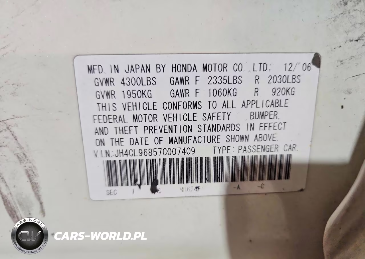 2007 Acura Tsx VIN:JH4CL96857C007409 - 13