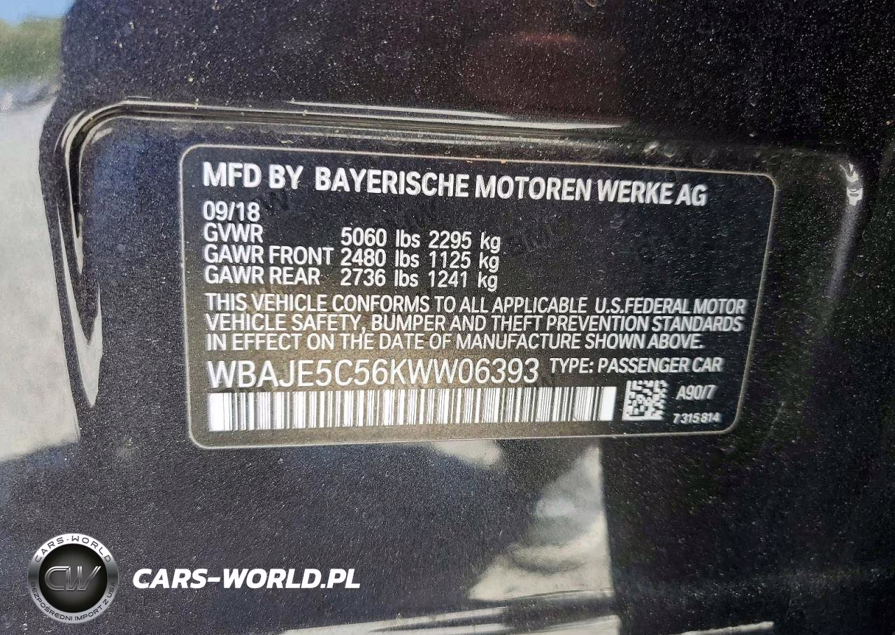 2019 BMW 540 I VIN:WBAJE5C56KWW06393 - 12
