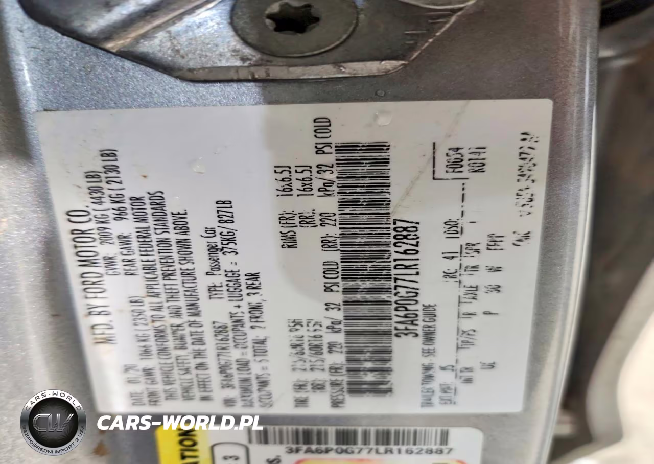 2020 Ford Fusion S VIN:3FA6P0G77LR162887 - 13