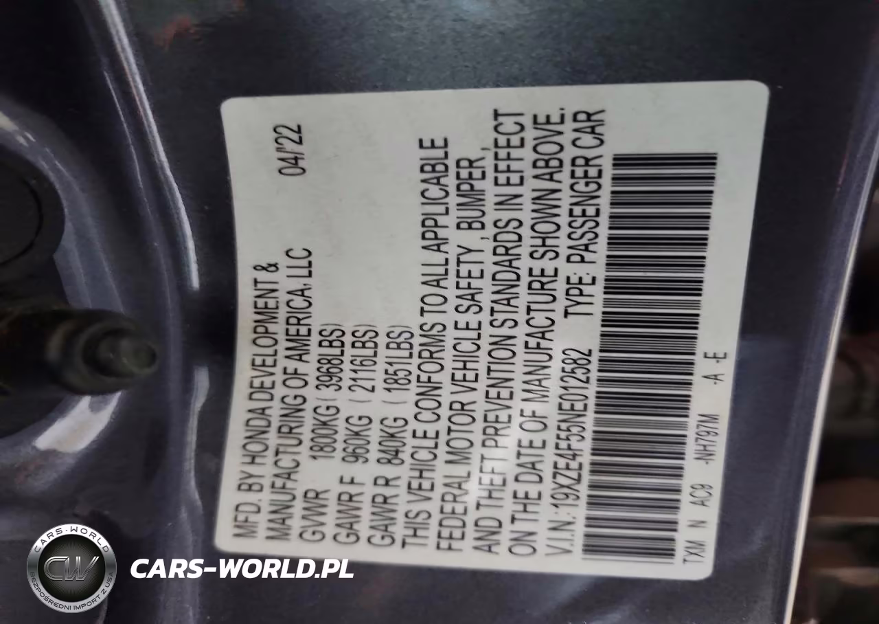 2022 Honda Insight Ex VIN:19XZE4F55NE012582 - 12