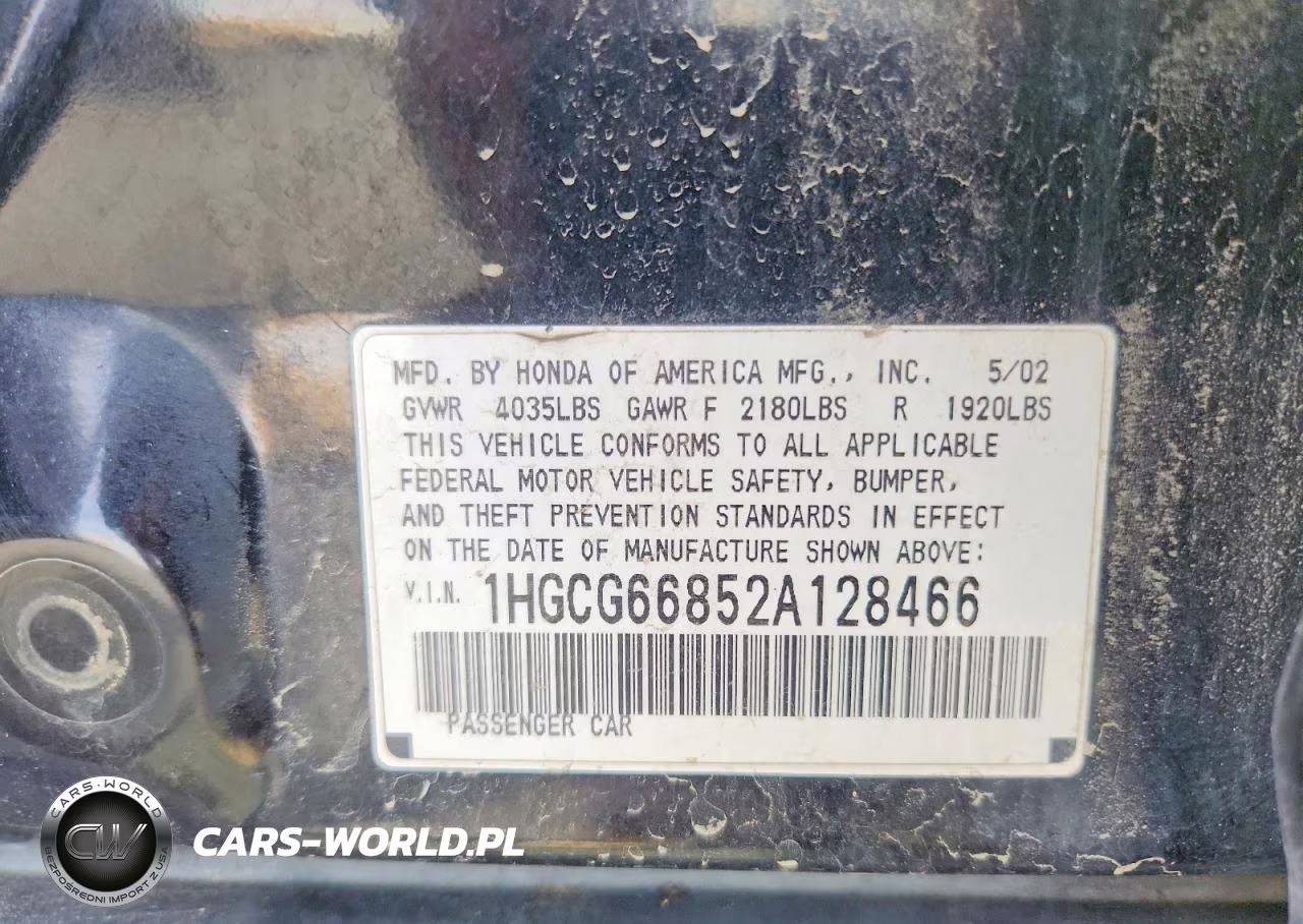 2002 Honda Accord Ex VIN:1HGCG66852A128466 - 12