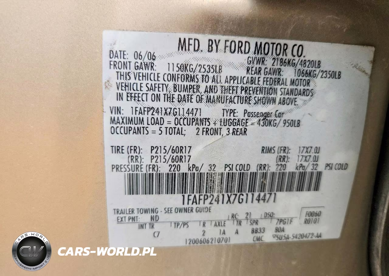 2007 Ford Five Hundred Sel VIN:1FAFP241X7G114471 - 12