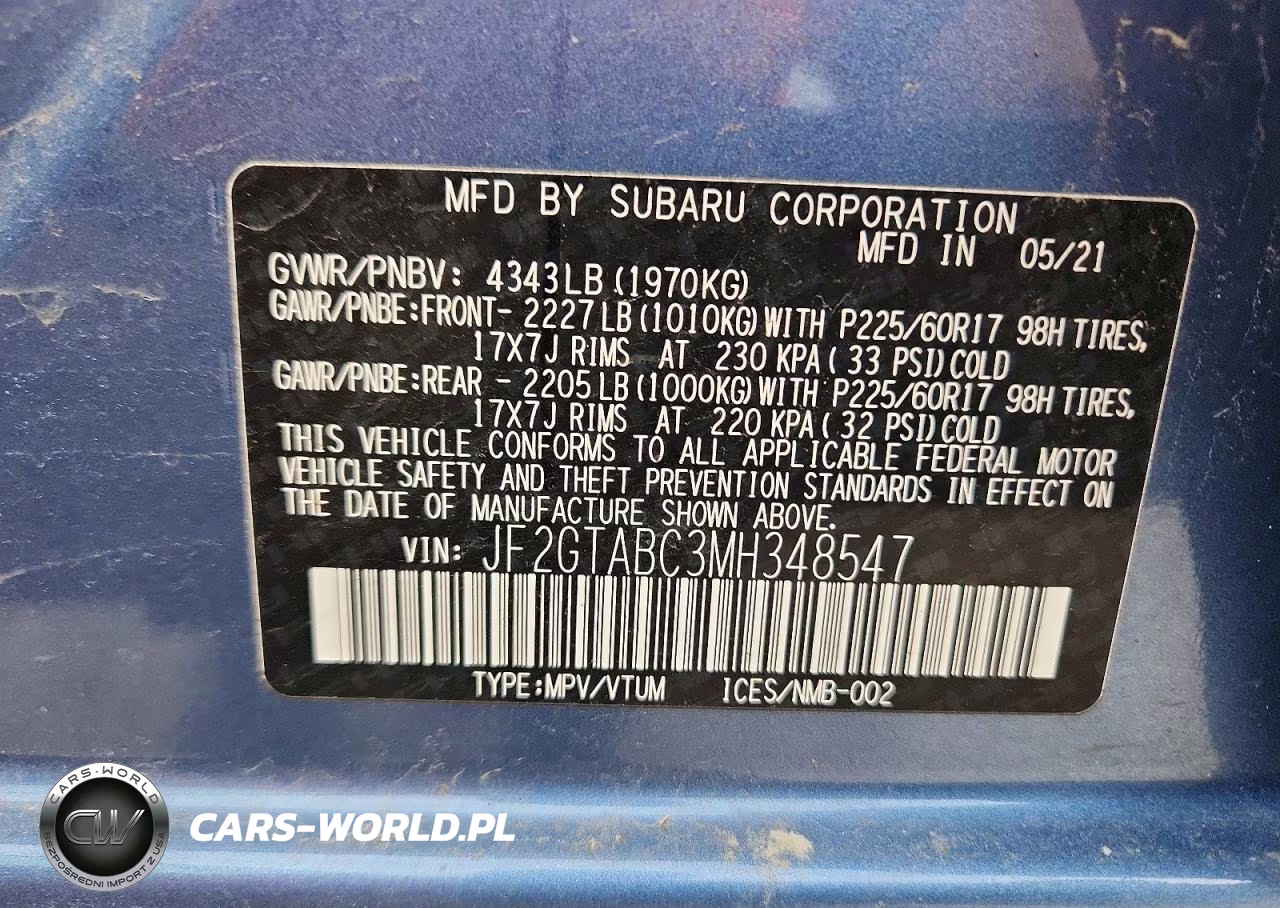 2021 Subaru Crosstrek VIN:JF2GTABC3MH348547 - 13