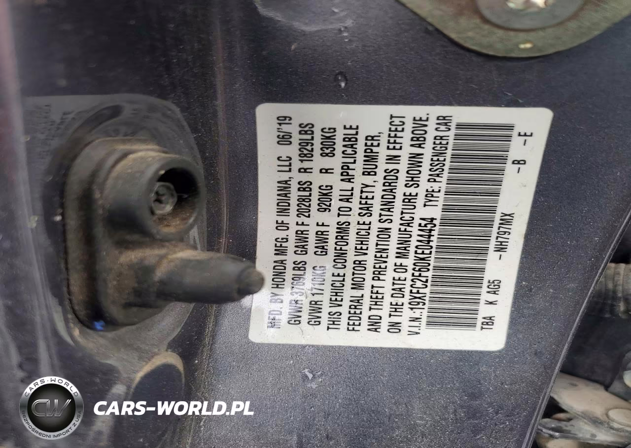 2019 Honda Civic Lx VIN:19XFC2F60KE044454 - 13