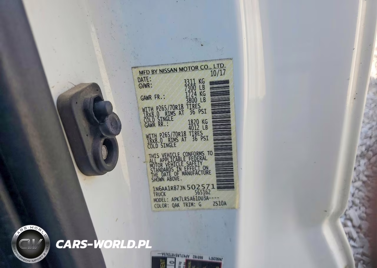 2018 Nissan Titan S VIN:1N6AA1R87JN502571 - 12