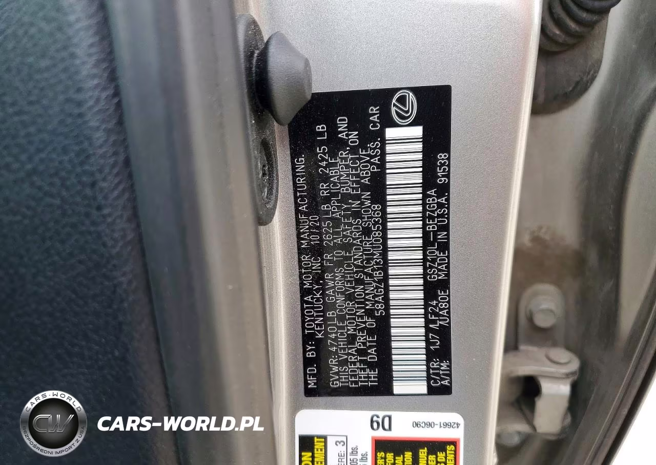 2021 Lexus Es 350 F Sport VIN:58AGZ1B13MU085368 - 12