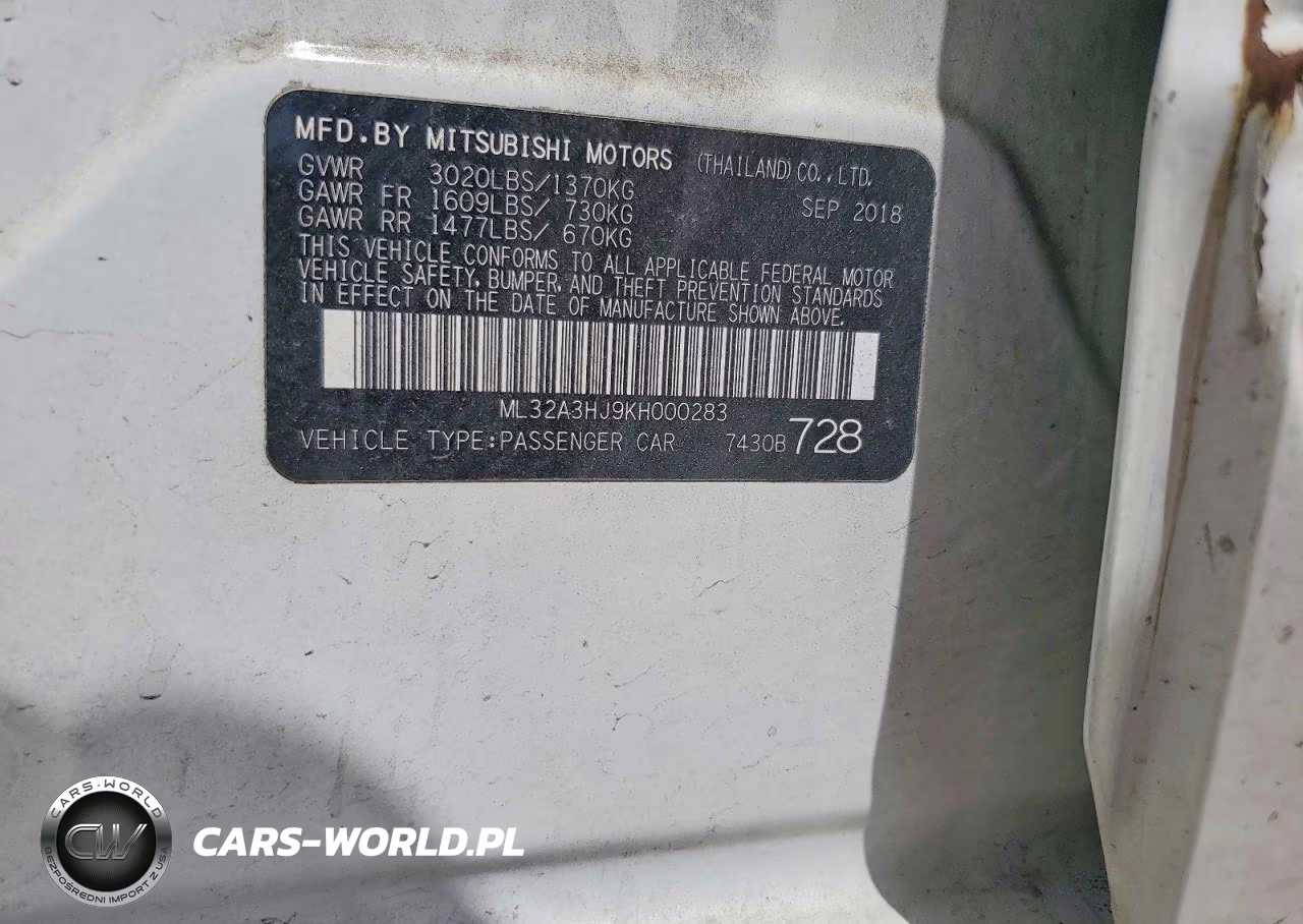 2019 Mitsubishi Mirage Es VIN:ML32A3HJ9KH000283 - 12