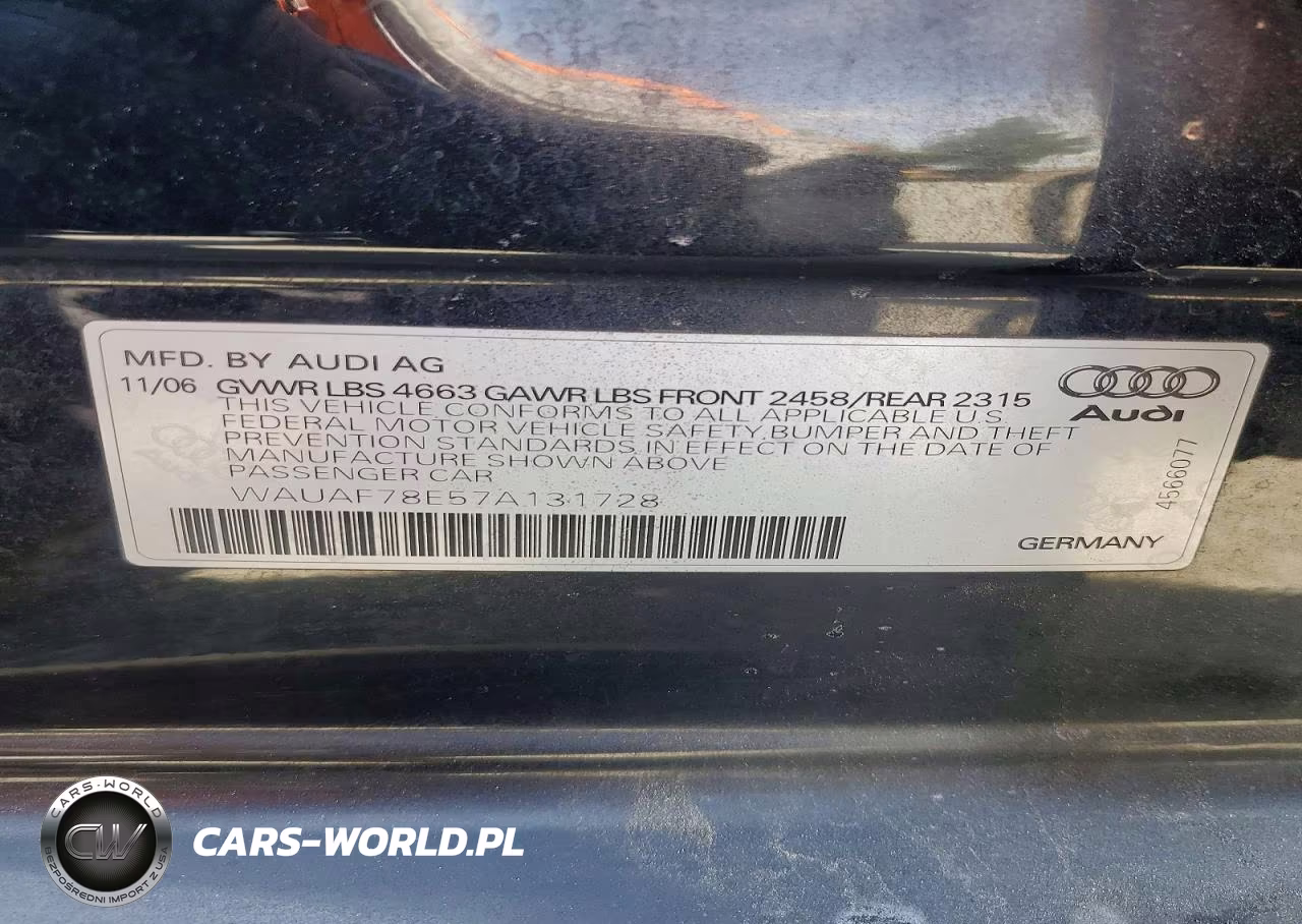 2007 Audi A4 2 VIN:WAUAF78E57A131728 - 12