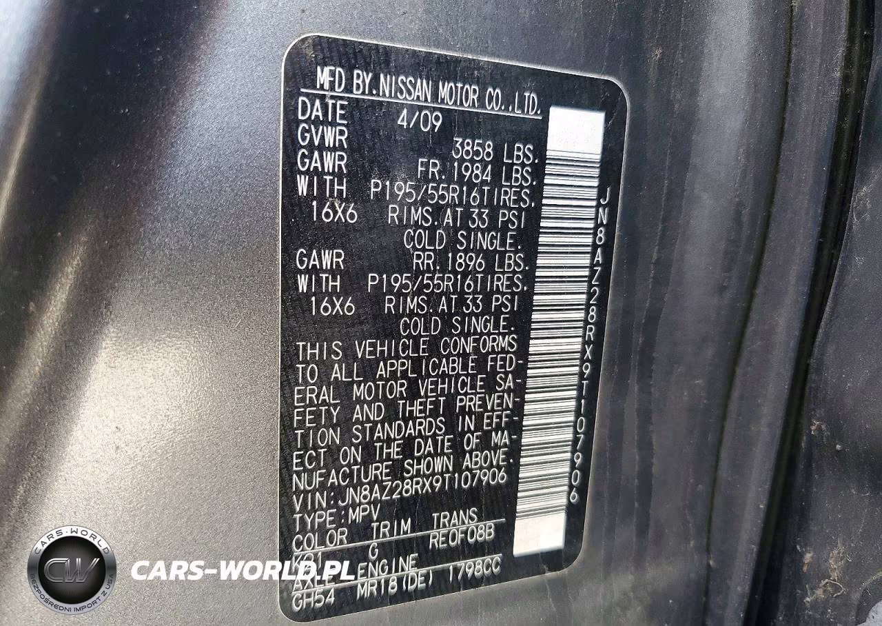 2009 Nissan Cube VIN:JN8AZ28RX9T107906 - 12