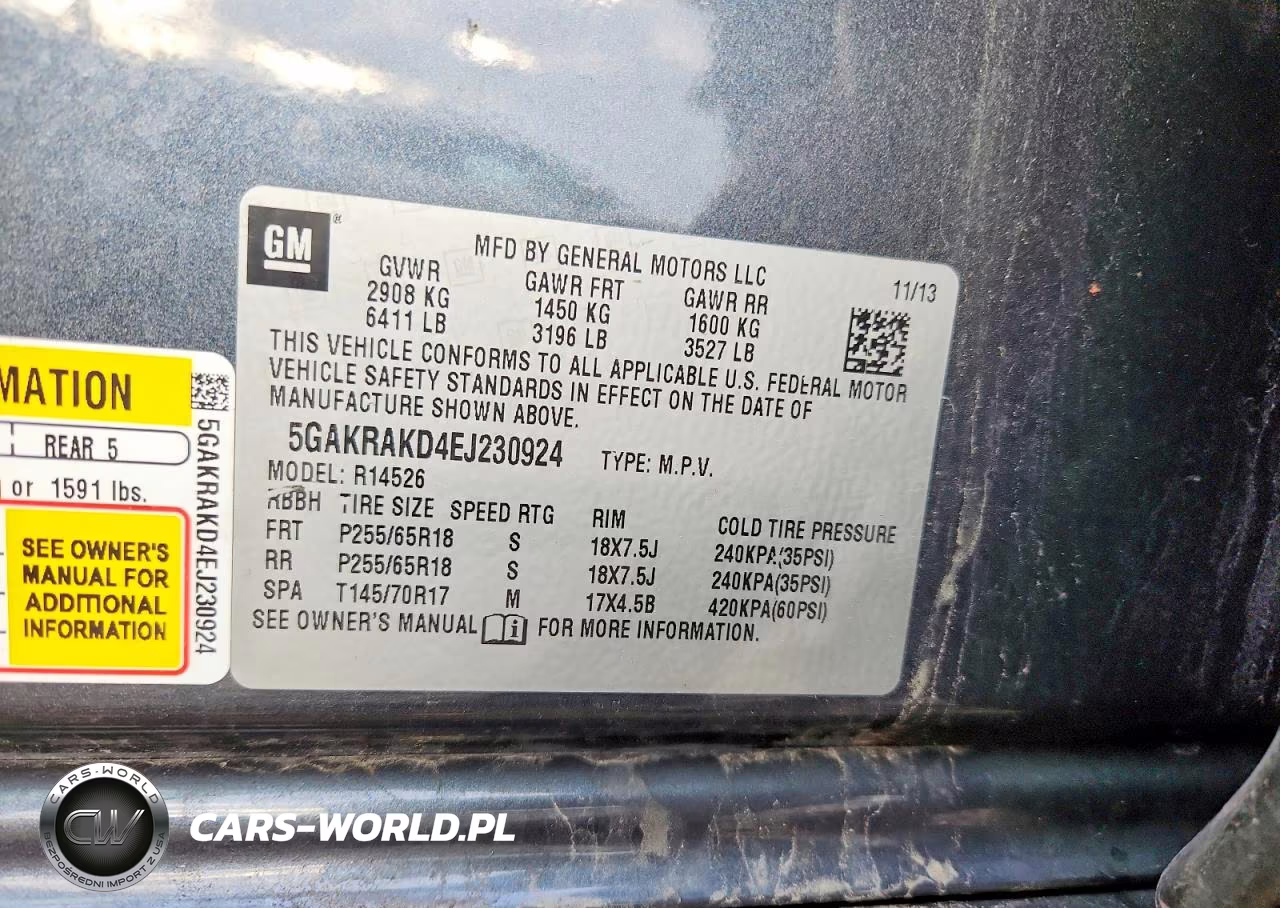 2014 Buick Enclave VIN:5GAKRAKD4EJ230924 - 13