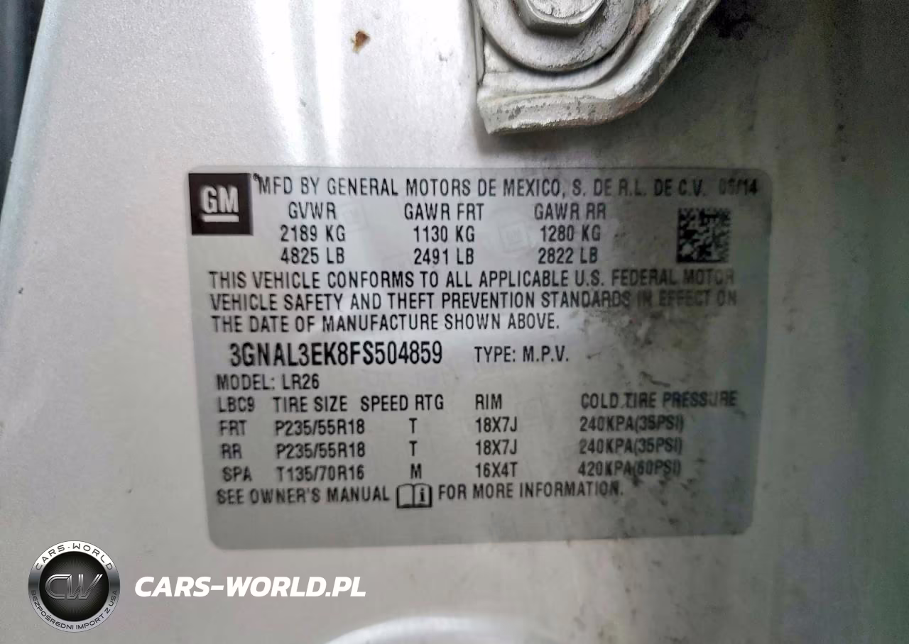 2015 Chevrolet Captiva Lt VIN:3GNAL3EK8FS504859 - 12