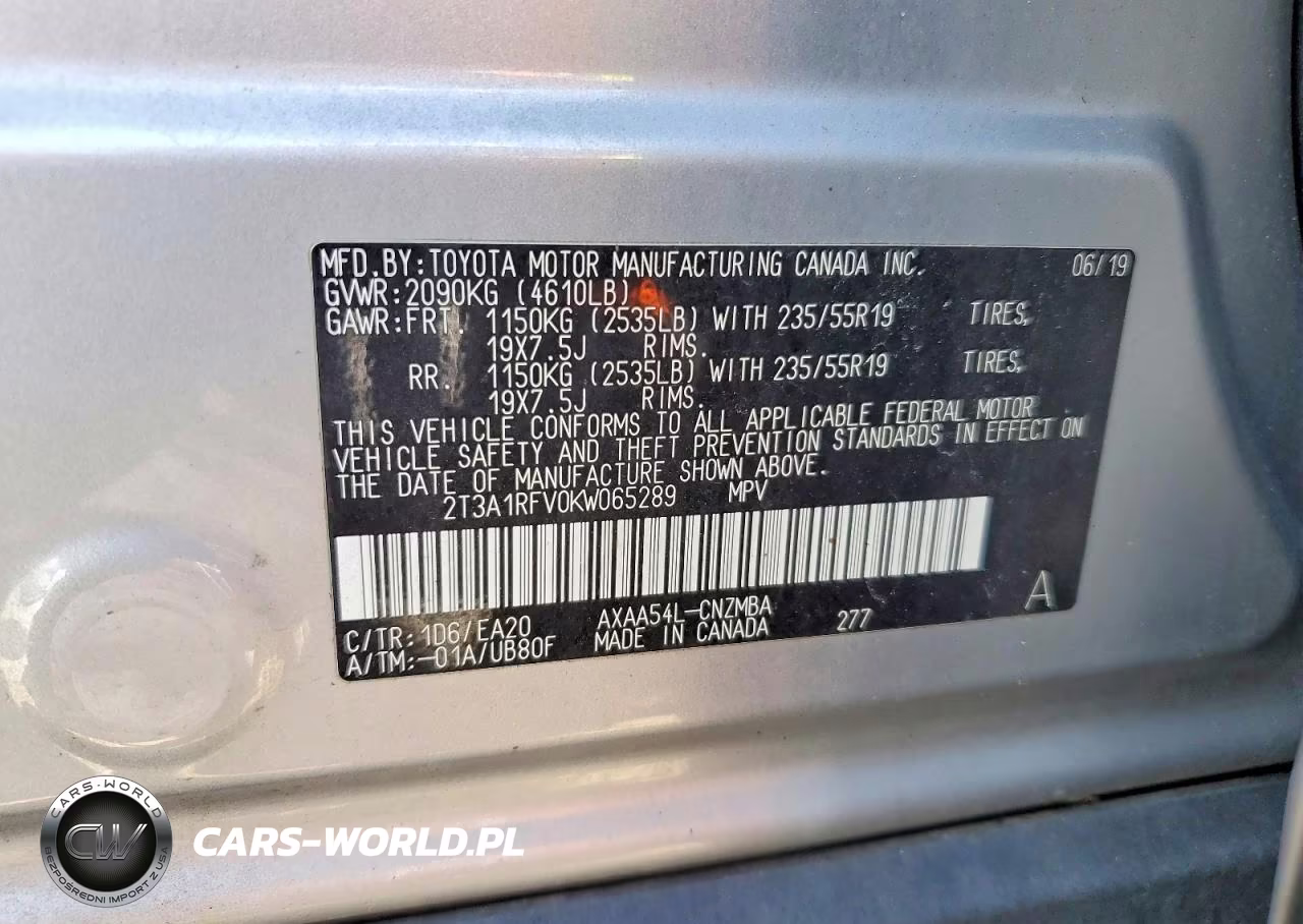 2019 Toyota Rav4 Xle Premium VIN:2T3A1RFV0KW065289 - 12