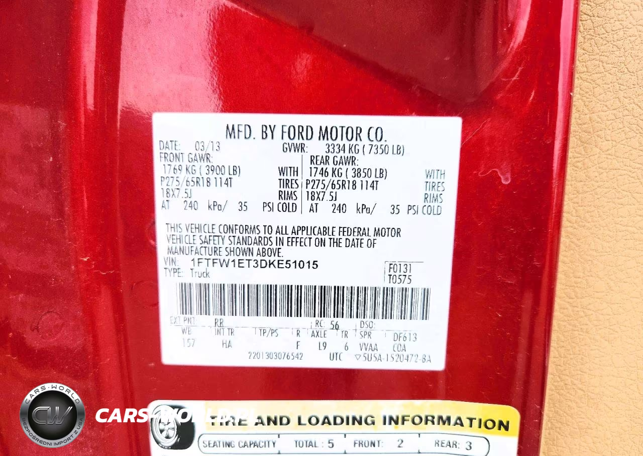2013 Ford F150 Supercrew VIN:1FTFW1ET3DKE51015 - 13