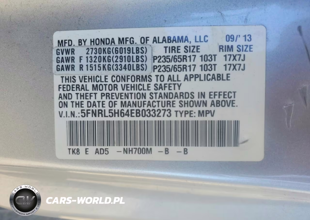 2014 Honda Odyssey Exl VIN:5FNRL5H64EB033273 - 12