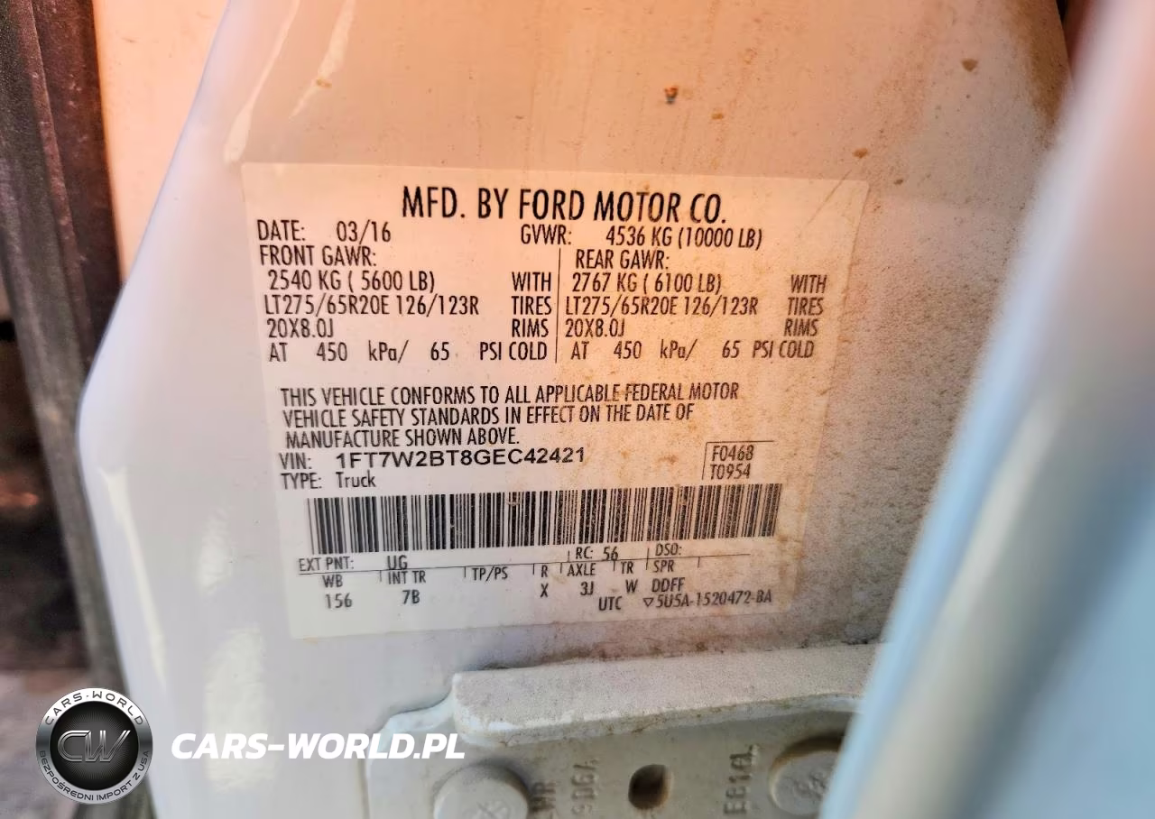 2016 Ford F250 Super Duty VIN:1FT7W2BT8GEC42421 - 13