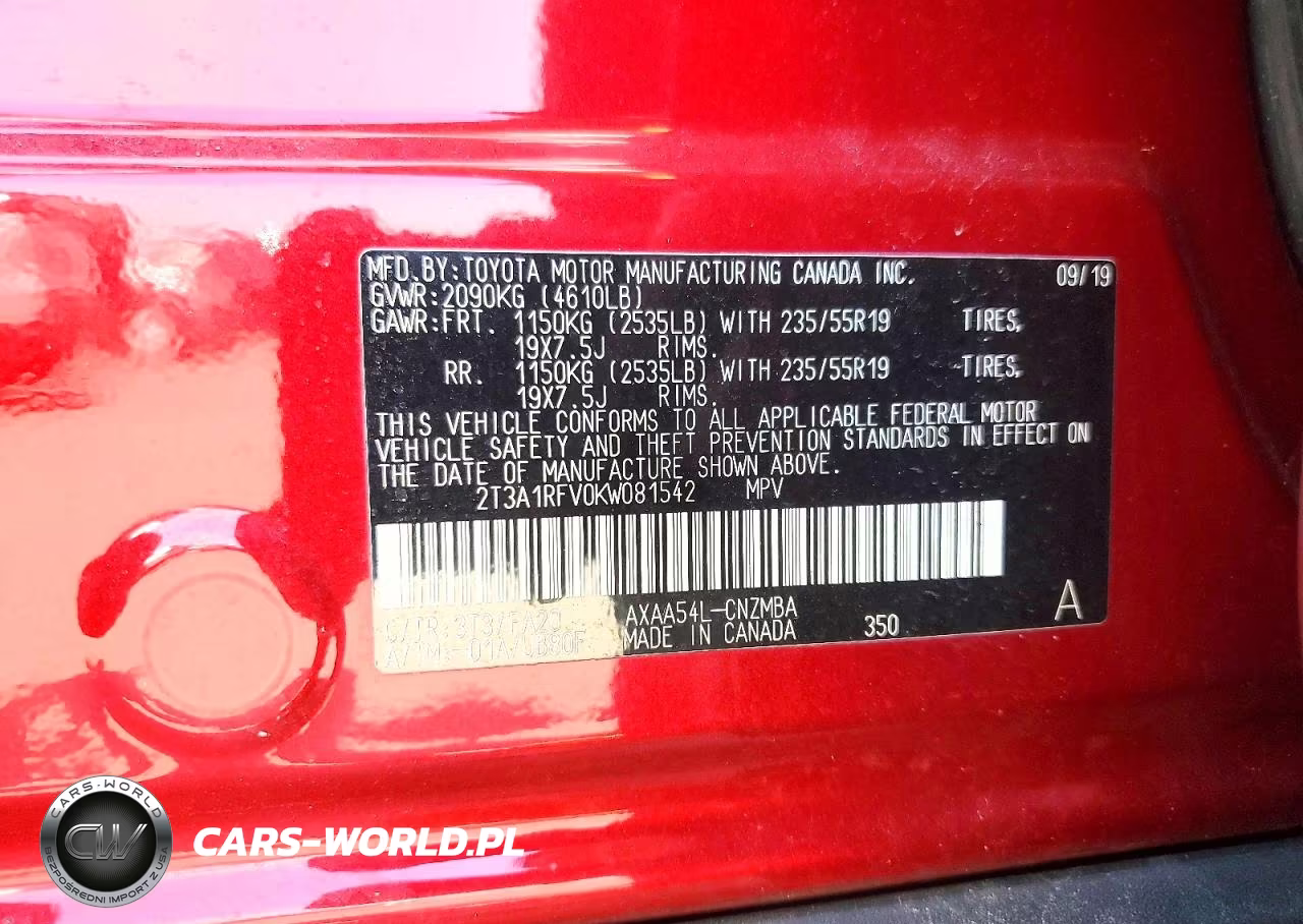 2019 Toyota Rav4 Xle Premium VIN:2T3A1RFV0KW081542 - 13