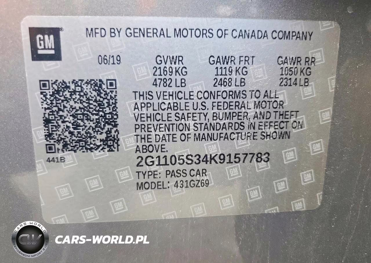 2019 Chevrolet Impala Premier VIN:2G1105S34K9157783 - 12