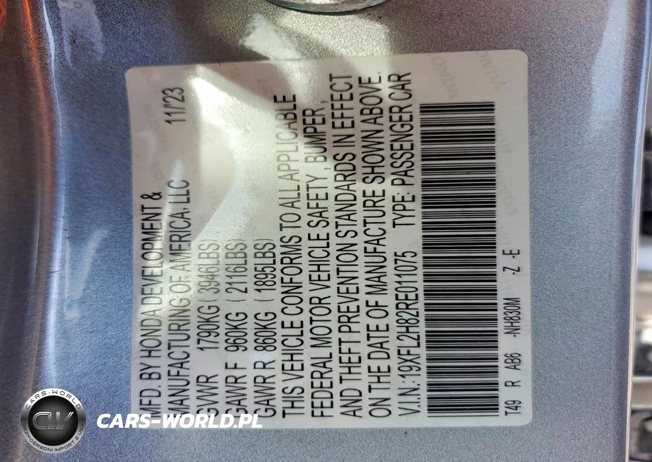 2024 Honda Civic Sport VIN:19XFL2H82RE011075 - 12
