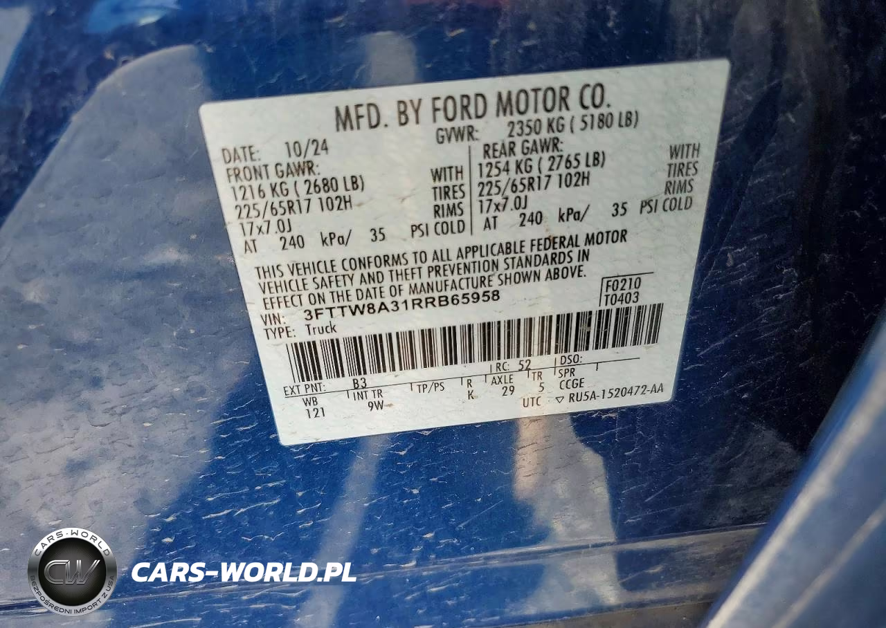 2024 Ford Maverick Xl VIN:3FTTW8A31RRB65958 - 12