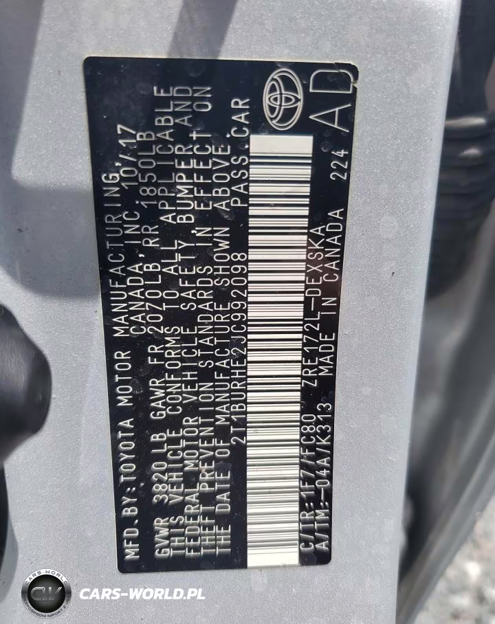 2018 Toyota Corolla Se VIN:2T1BURHE2JC992098 - 12