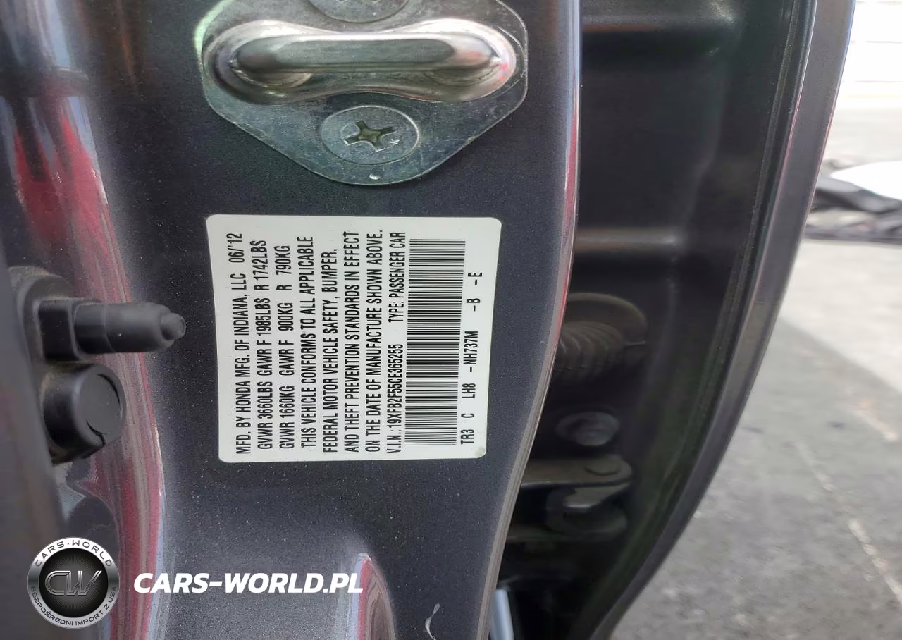 2012 Honda Civic Lx VIN:19XFB2F55CE365255 - 12