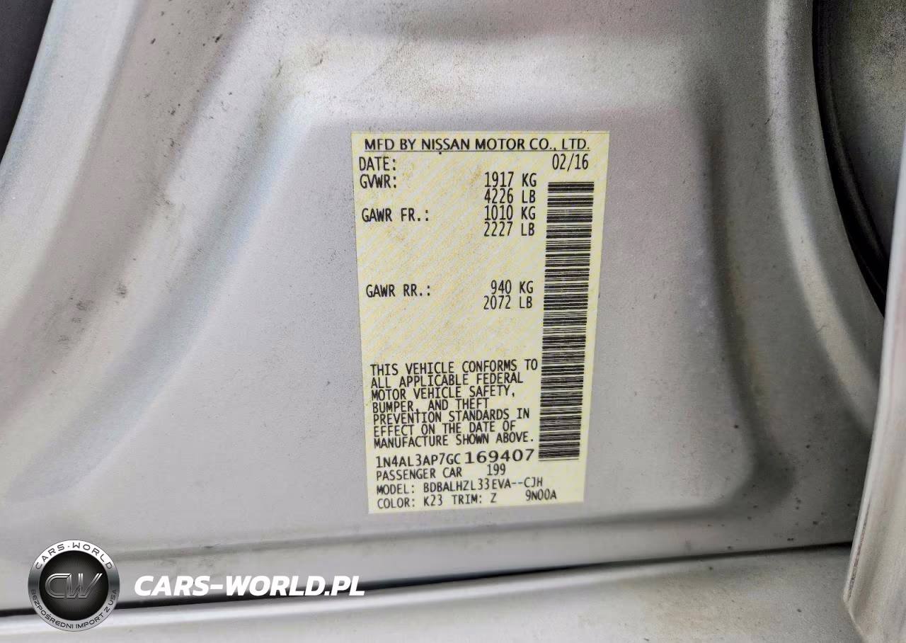 2016 Nissan Altima 2.5 Sr VIN:1N4AL3AP7GC169407 - 12
