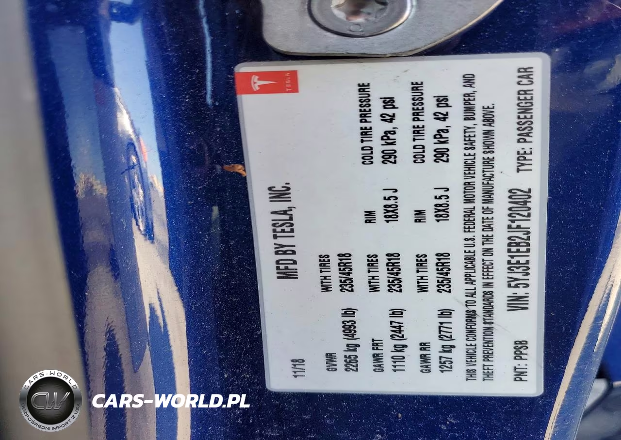 2018 Tesla Model 3 VIN:5YJ3E1EB2JF120402 - 12