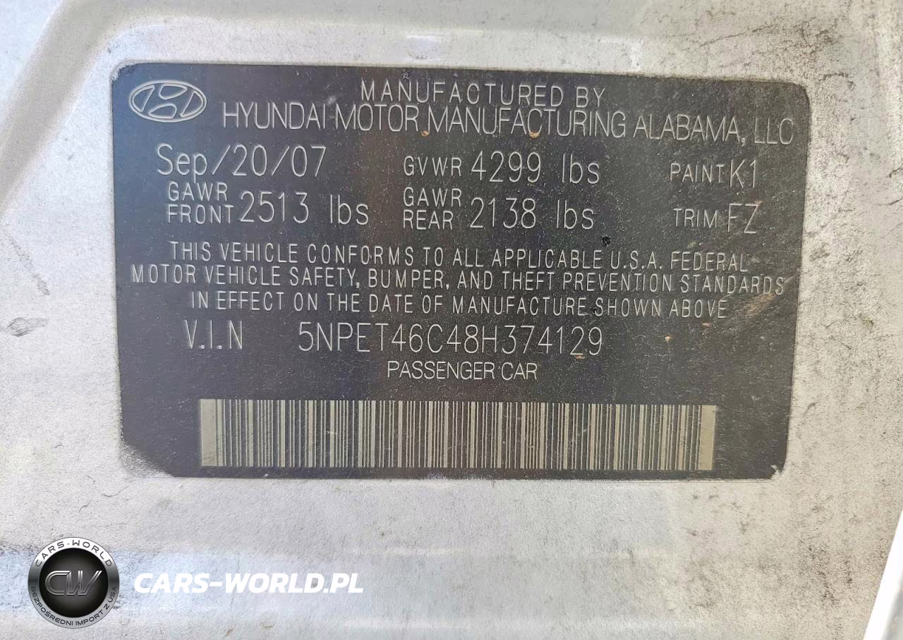 2008 Hyundai Sonata Gls VIN:5NPET46C48H374129 - 12
