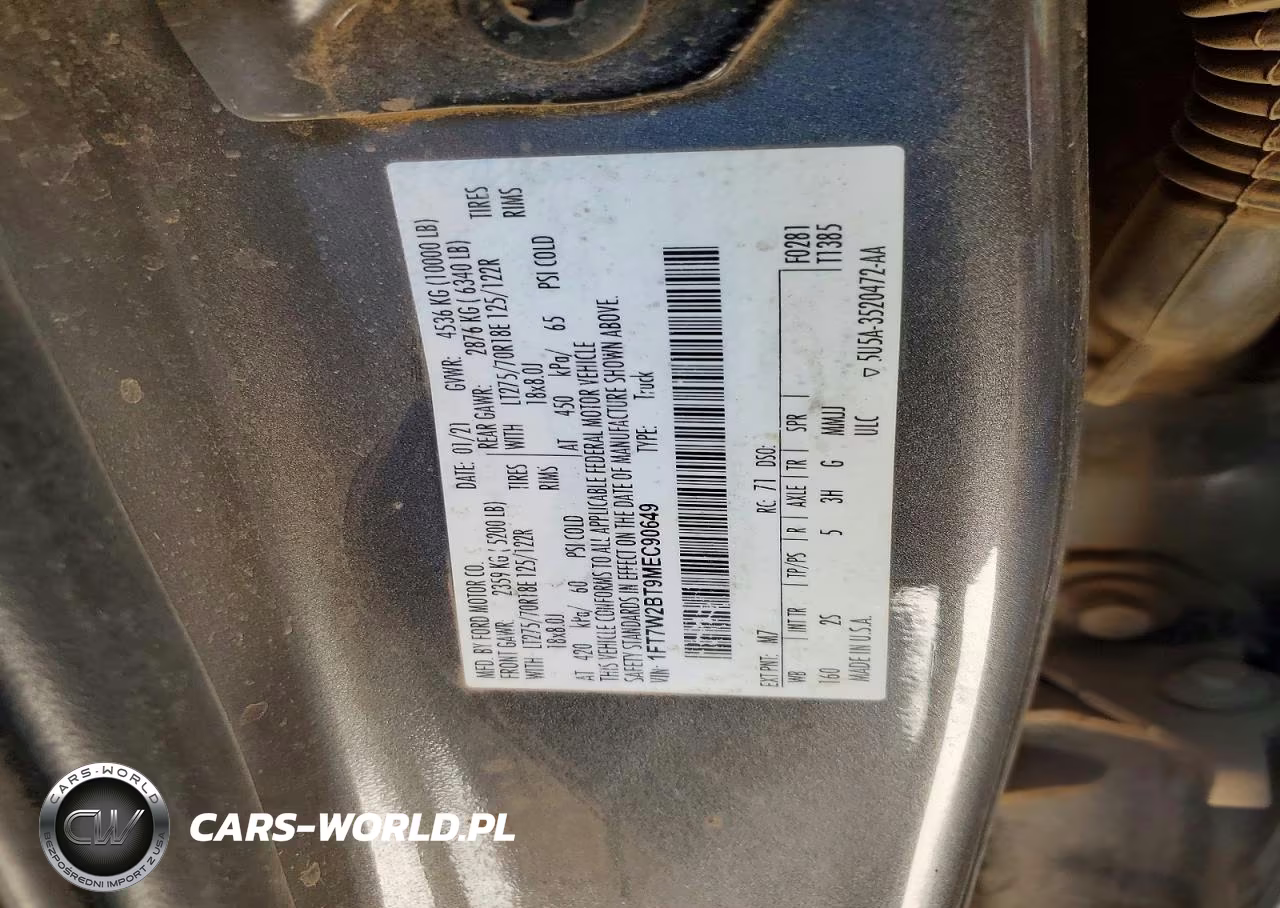 2021 Ford F250 Super Duty VIN:1FT7W2BT9MEC90649 - 12