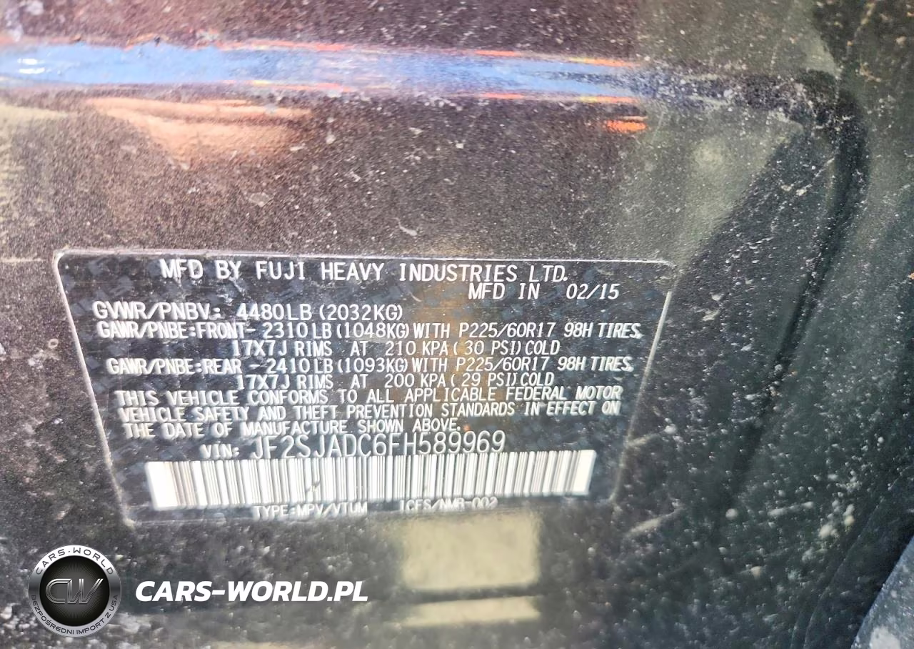2015 Subaru Forester 2.5I Premium VIN:JF2SJADC6FH589969 - 13