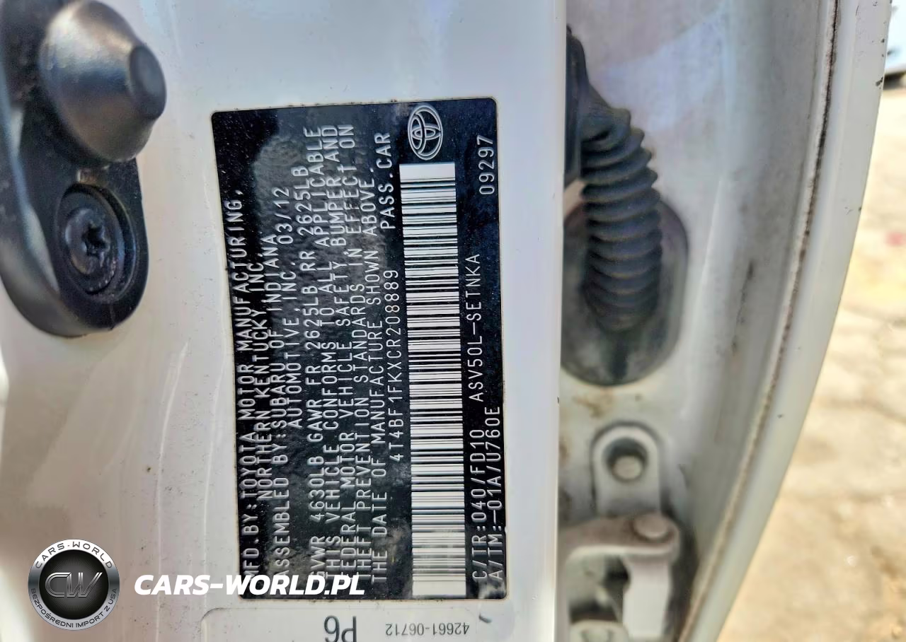 2012 Toyota Camry Le VIN:4T4BF1FKXCR208889 - 12