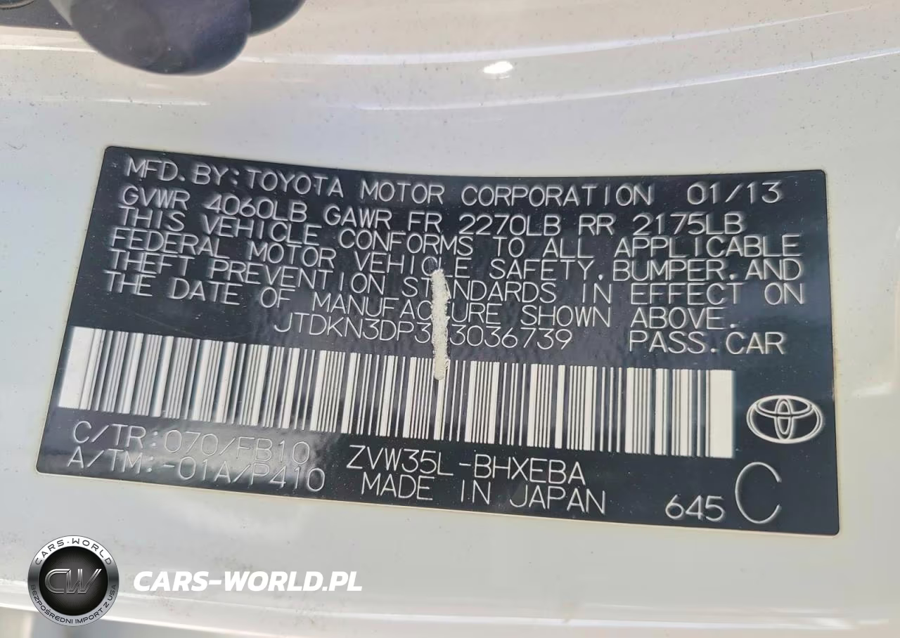 2013 Toyota Prius Plug-In Hybrid Base VIN:JTDKN3DP3D3036739 - 12