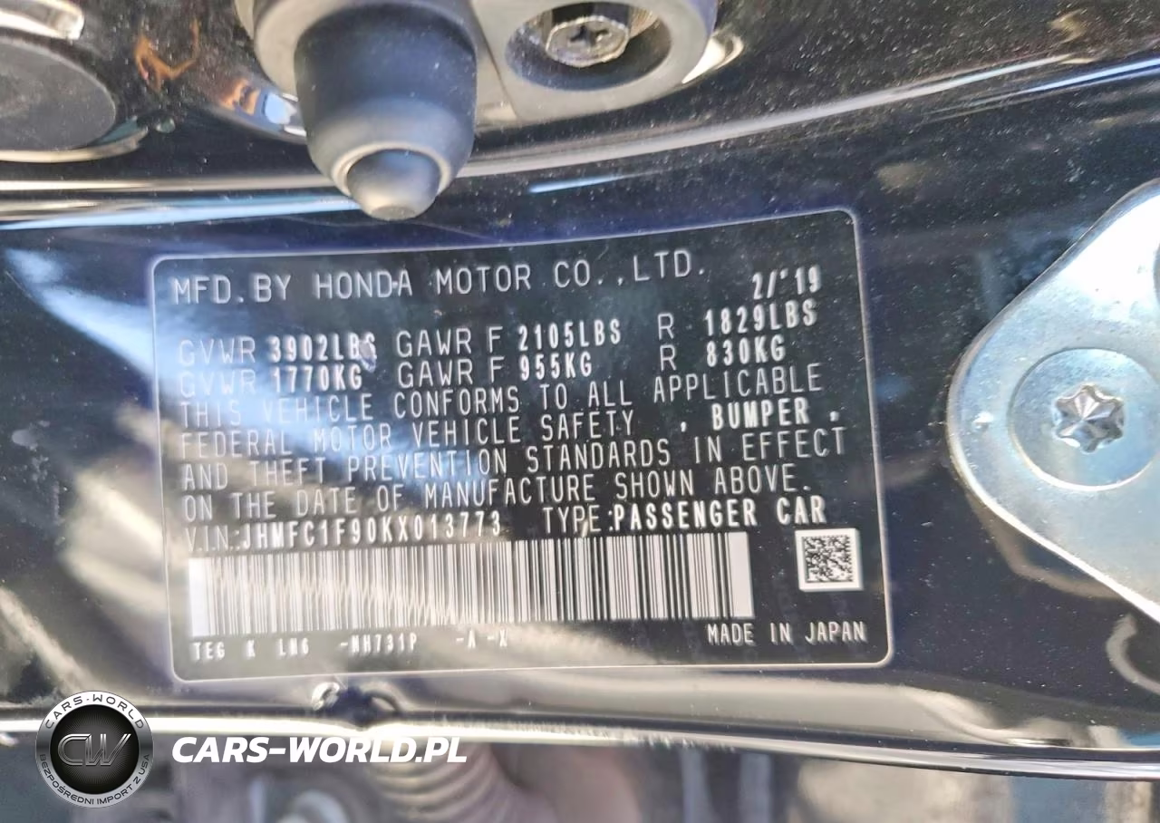 2019 Honda Civic VIN:JHMFC1F90KX013773 - 12