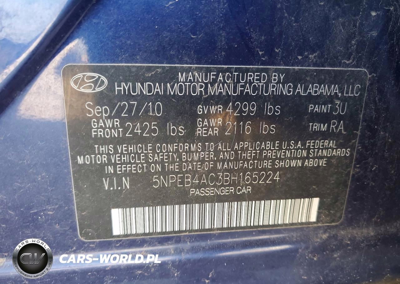 2011 Hyundai Sonata Gls VIN:5NPEB4AC3BH165224 - 12