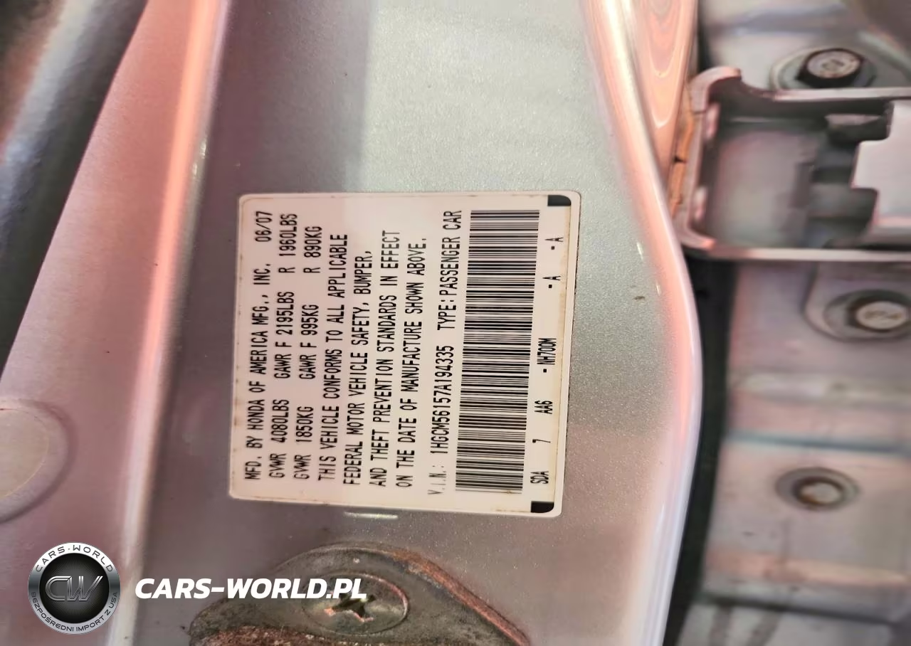 2007 Honda Accord Value VIN:1HGCM56157A194335 - 12