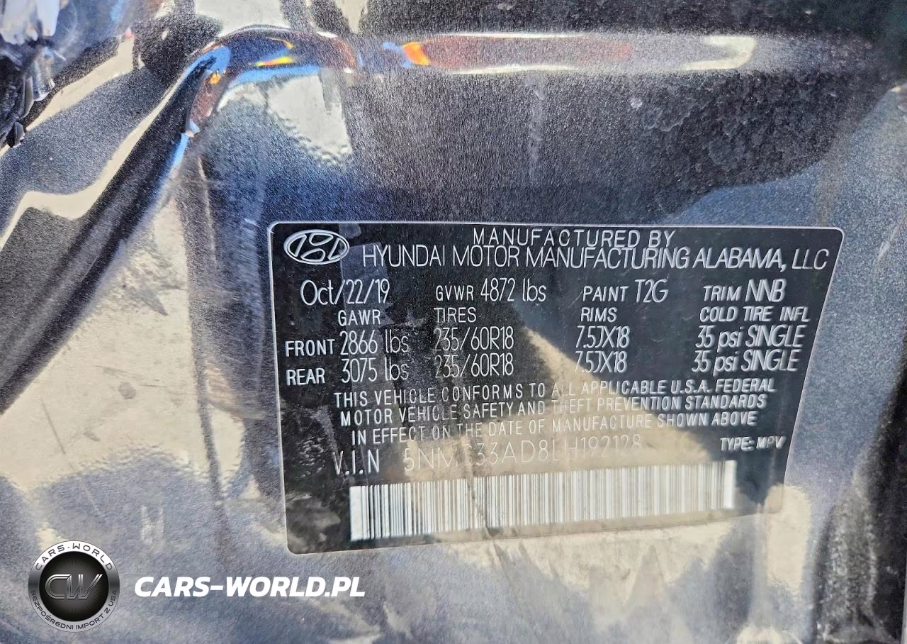 2020 Hyundai Santa Fe Sel VIN:5NMS33AD8LH192128 - 12