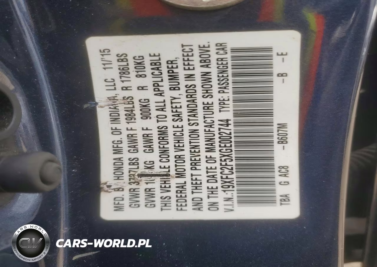2016 Honda Civic Lx VIN:19XFC2F5XGE002744 - 12