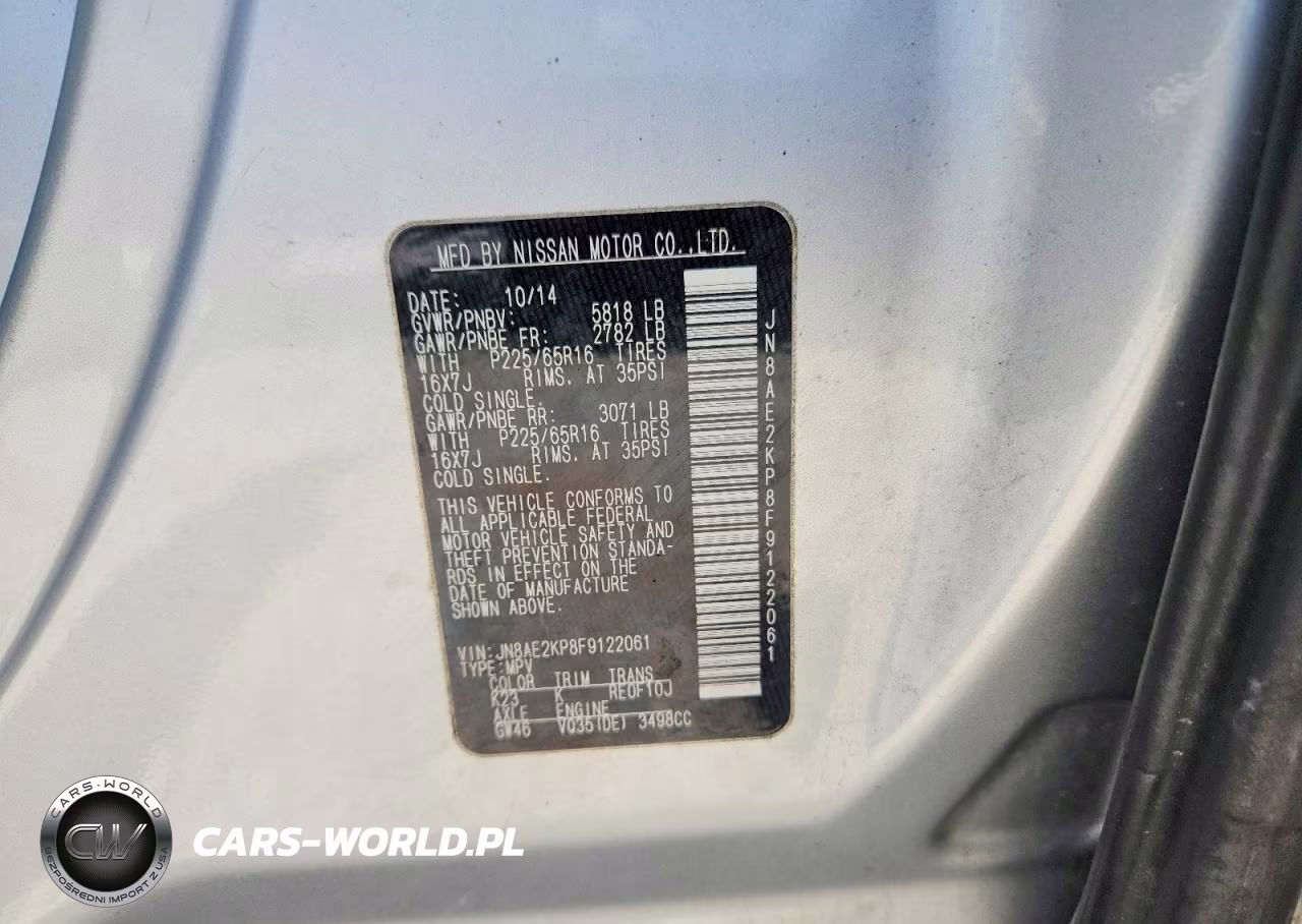 2015 Nissan Quest 3.5 Sv VIN:JN8AE2KP8F9122061 - 13
