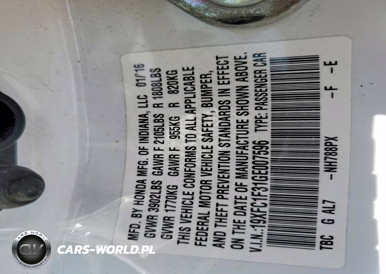 2016 Honda Civic Ex VIN:19XFC1F31GE007596 - 12