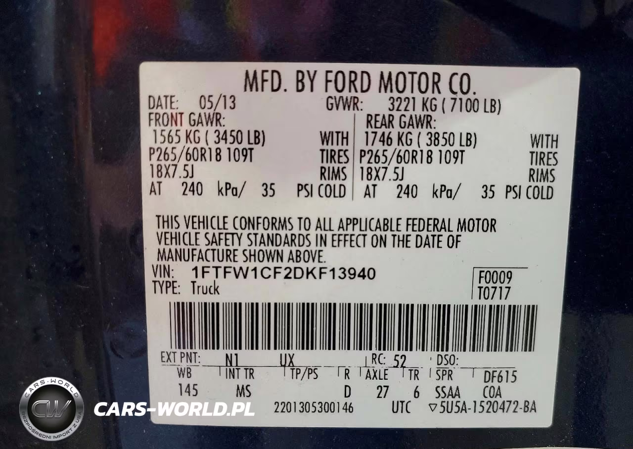 2013 Ford F150 Supercrew VIN:1FTFW1CF2DKF13940 - 12