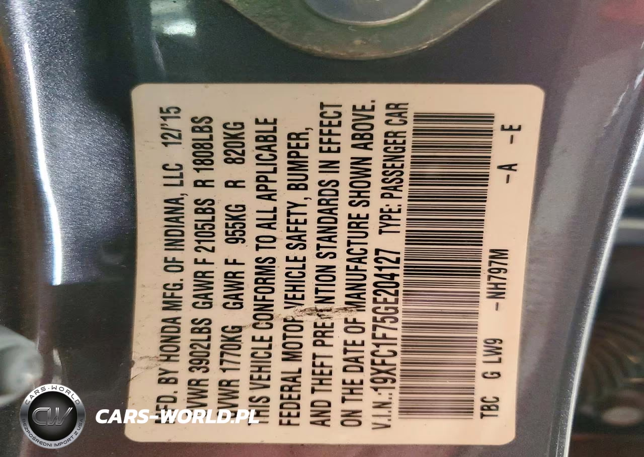 2016 Honda Civic Exl VIN:19XFC1F75GE204127 - 13
