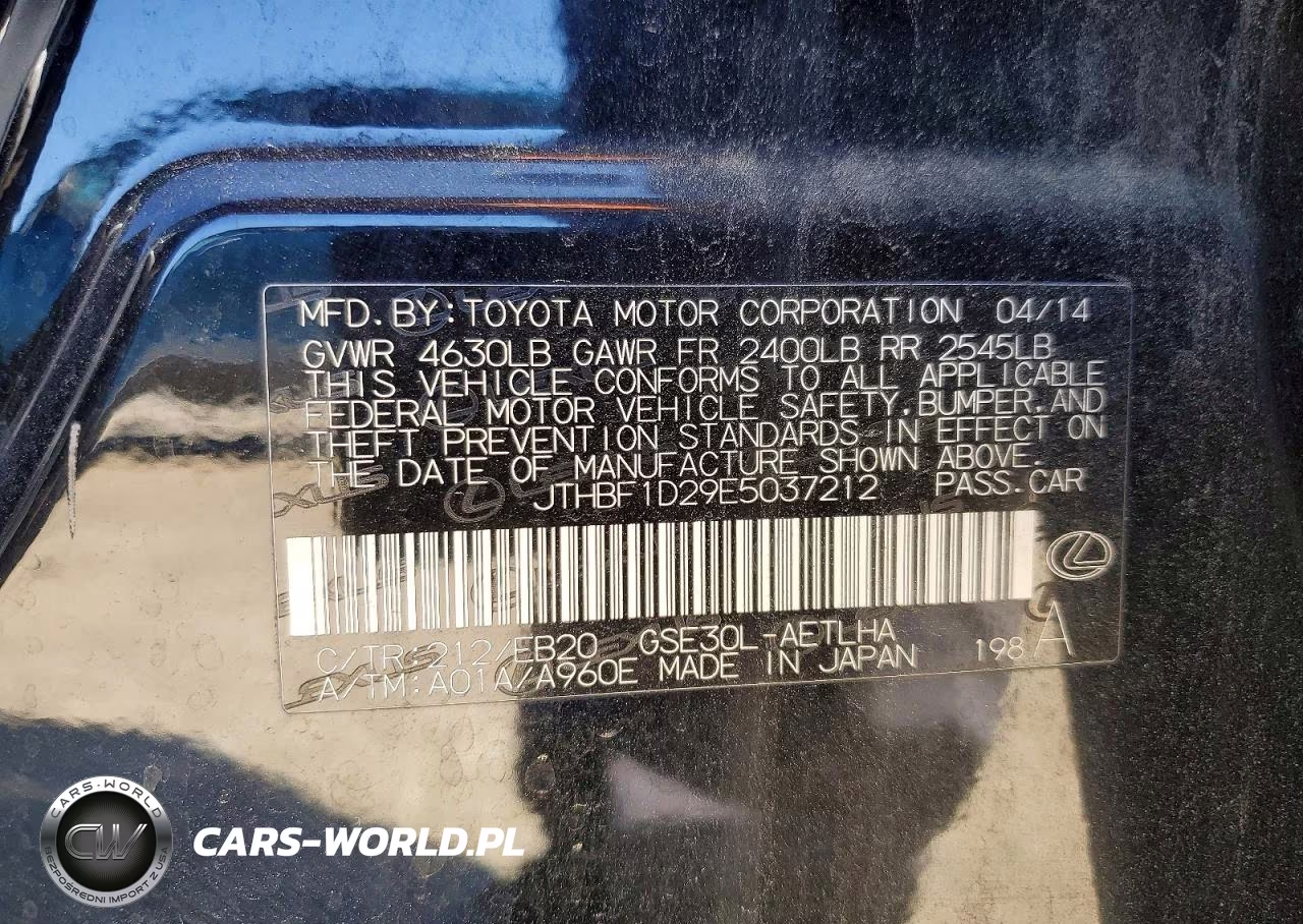 2014 Lexus Is 250 VIN:JTHBF1D29E5037212 - 12