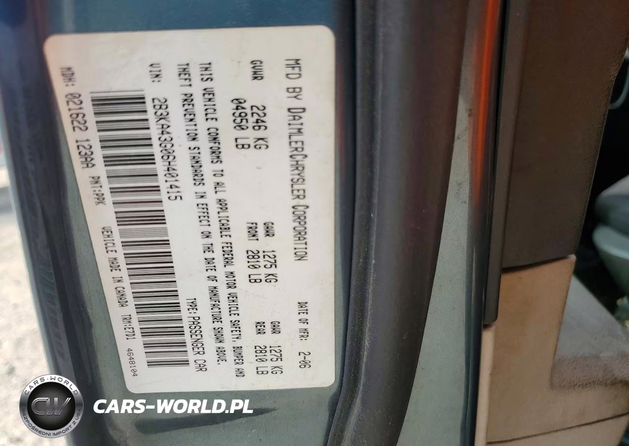 2006 Dodg Charger VIN:2B3KA43G06H401415 - 12